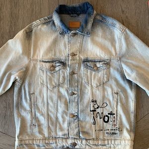 ⚫️ ZARA PREMIUM DENIM GRAFFITI JACKET​